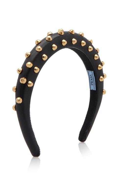 prada studded leather headband|Prada hair accessories.